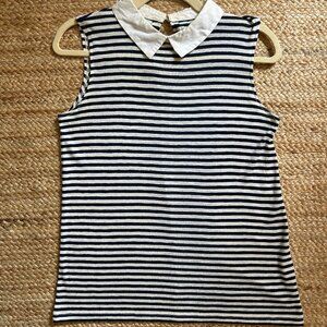 Madewell Striped Sleeveless Top with Contrast Collar